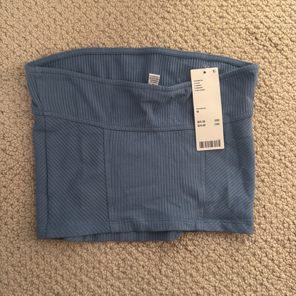 Blue Ribbed Tube Top - Picture 2 of 2